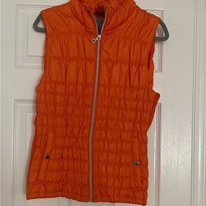 Marc New York Andrew Marc Orange Quilted Puffer Vest Side Snap Pockets Size L